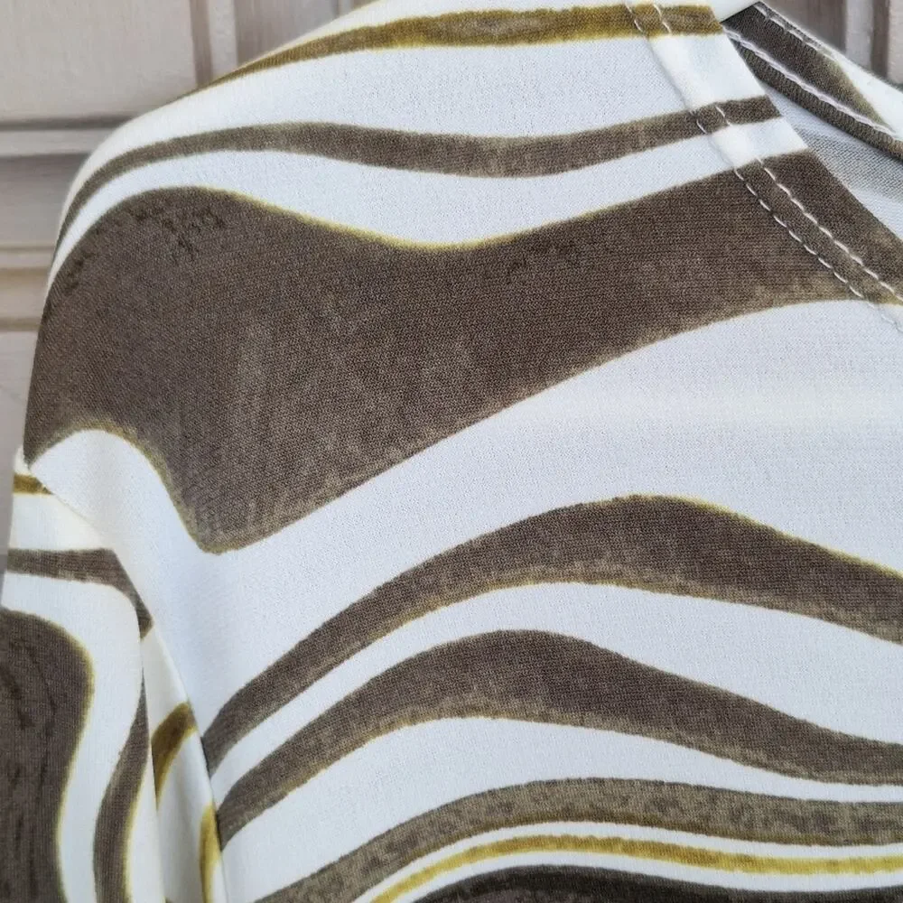 Chico's Traveler Tunic Sz3 (XL) Abstract Print White/Neutrals Stretch Lt Weight